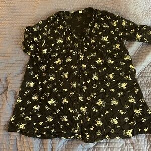 Floral Black and White Dress